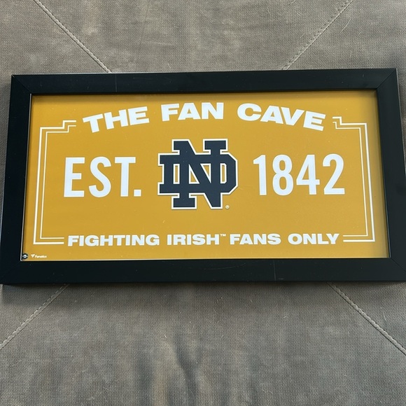 Notre Dame fighting Irish frame 10” x 20” Fan Cave College Fanatics gold black - Picture 2 of 6